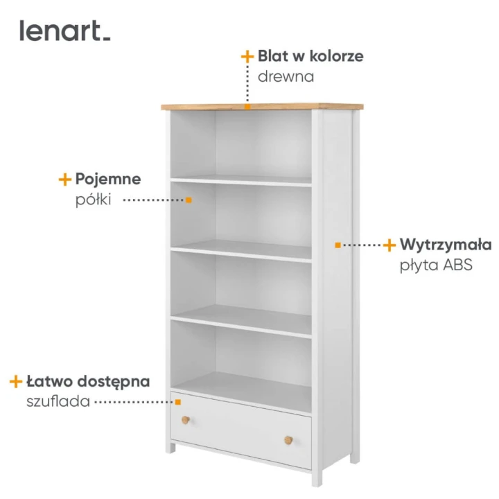 regał z półkami i szufladą